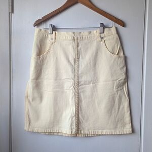 Light Yellow Cotton High Waisted Skirt